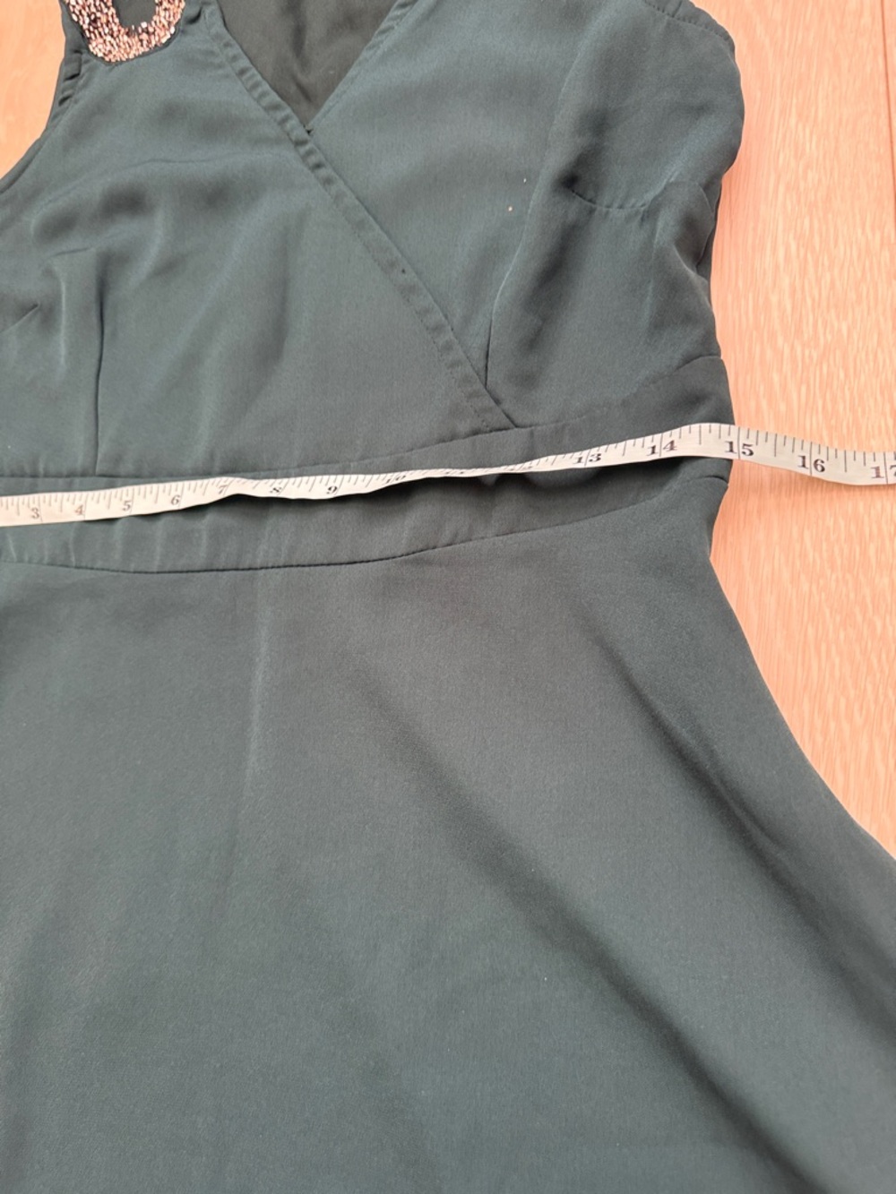 Emerald Green Sleeveless Mini Dress with Shoulder Rhinestone Accents - Picture 5 of 8